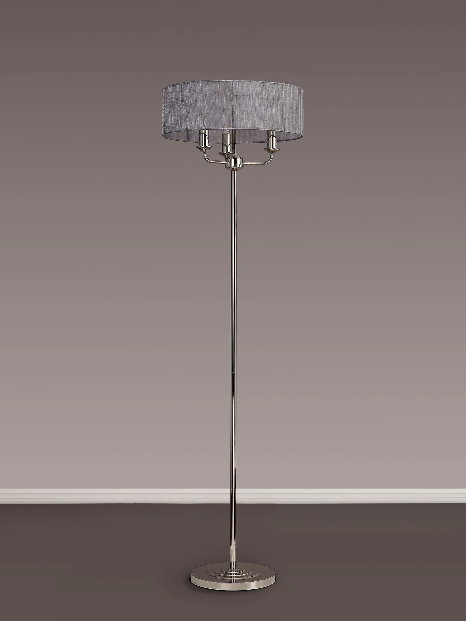 Banyan 45cm 3 Light Floor Lamp Polished Nickel, Grey DK0890  Deco Banyan PN GR